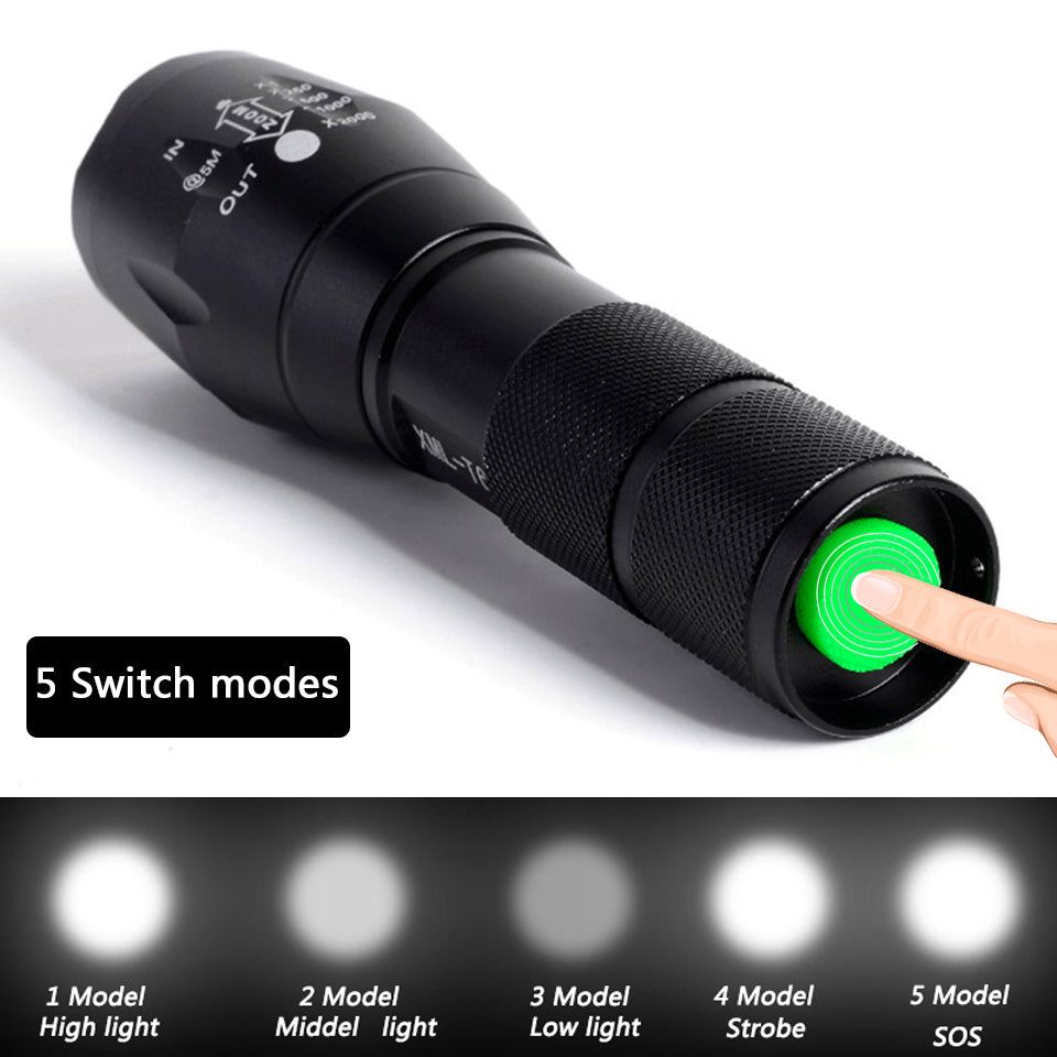 Rechargeable Waterproof Super Bright Tactical Camping Flashlight