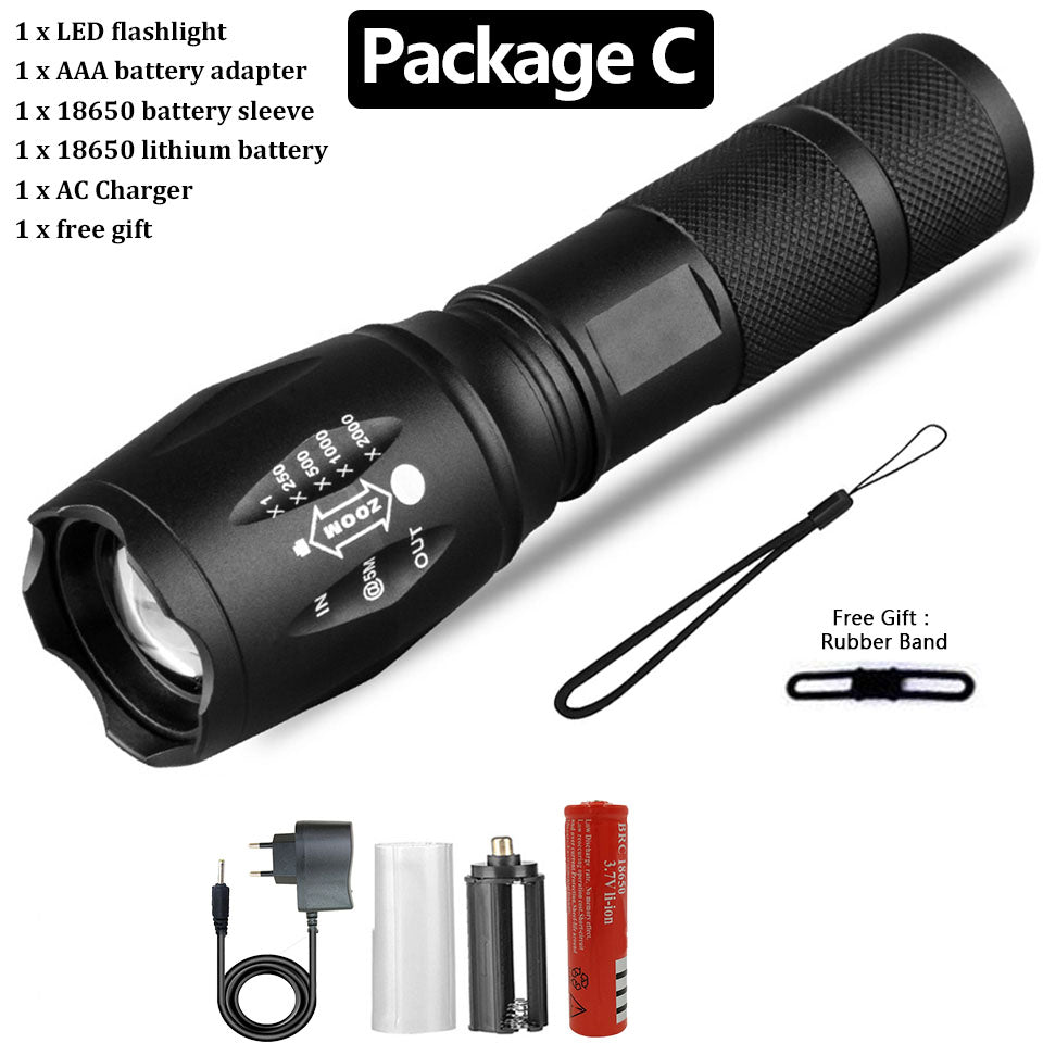 Rechargeable Waterproof Super Bright Tactical Camping Flashlight