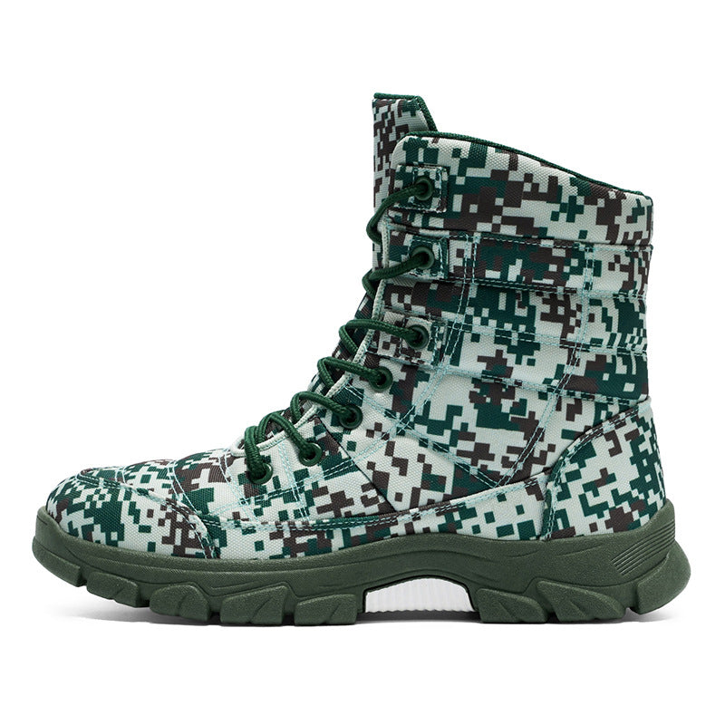 Fleece-Lined Camouflage Hiking Boots With Thick Soles