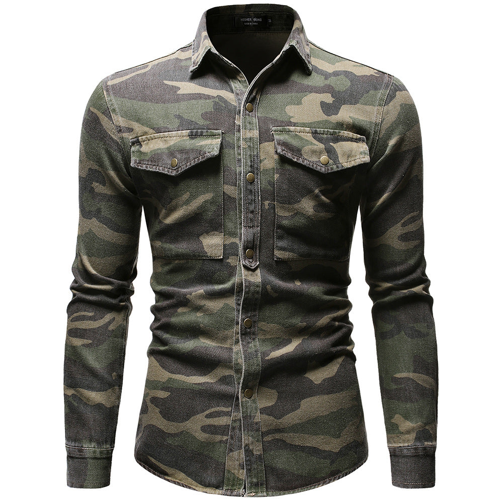 Long Sleeve Camouflage Denim Jacket