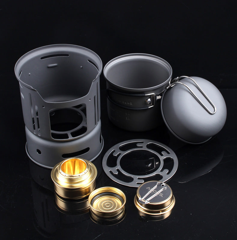 Portable 7PCS Aluminum Camping Cookware Set For 2 Persons