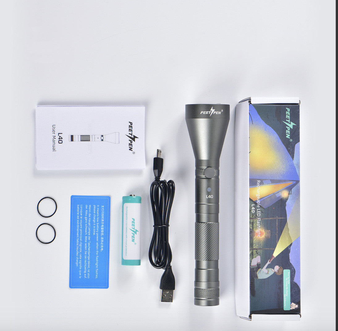 Long-Range Waterproof USB Rechargeable Camping Flashlight