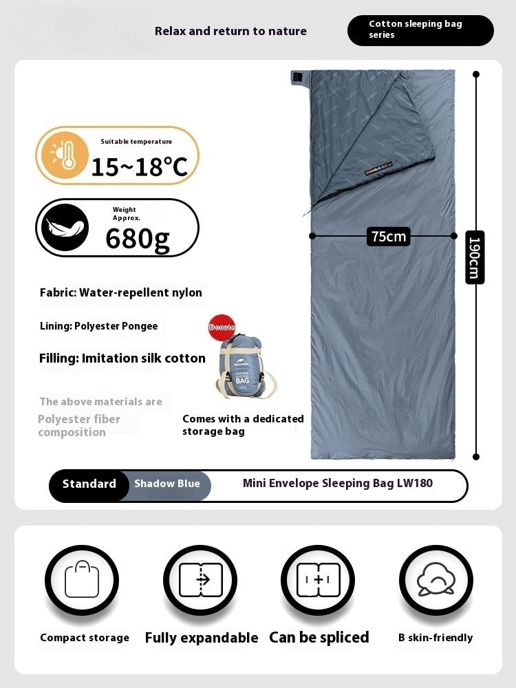 Summer Thin Envelope Sleeping Bag Portable For Camping