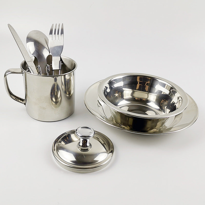 Outdoor Camping Stainless Steel Tableware And Cup Set
