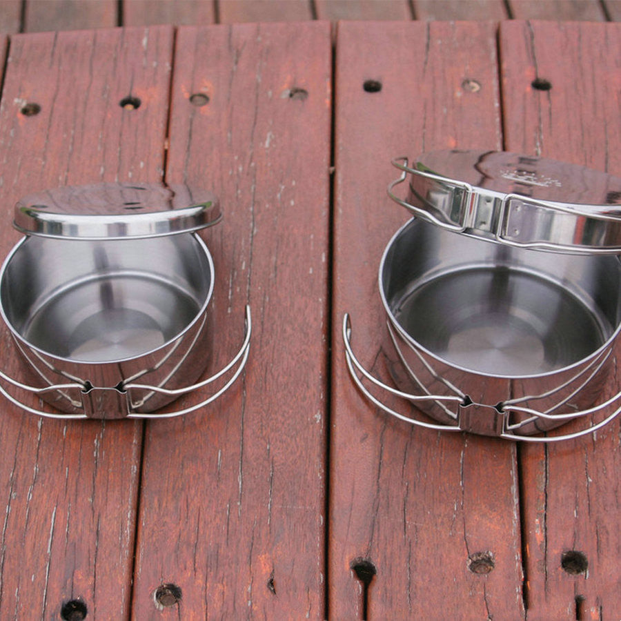 Portable Stainless Steel Camping Cookware Pot Set