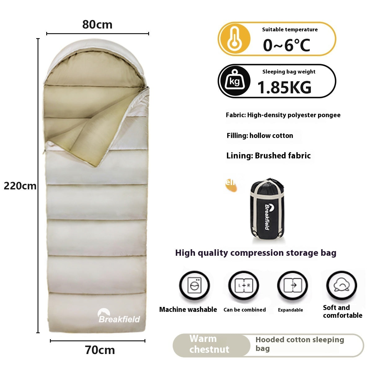 Thick Waterproof Cotton Four Seasons Camping Sleeping Bag