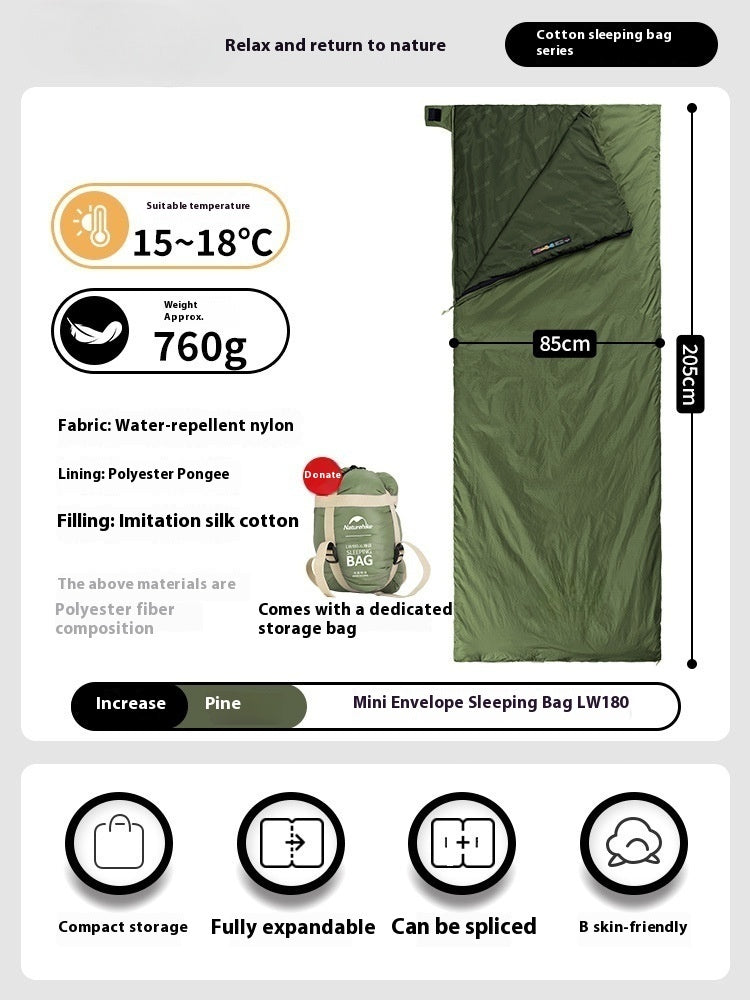 Summer Thin Envelope Sleeping Bag Portable For Camping