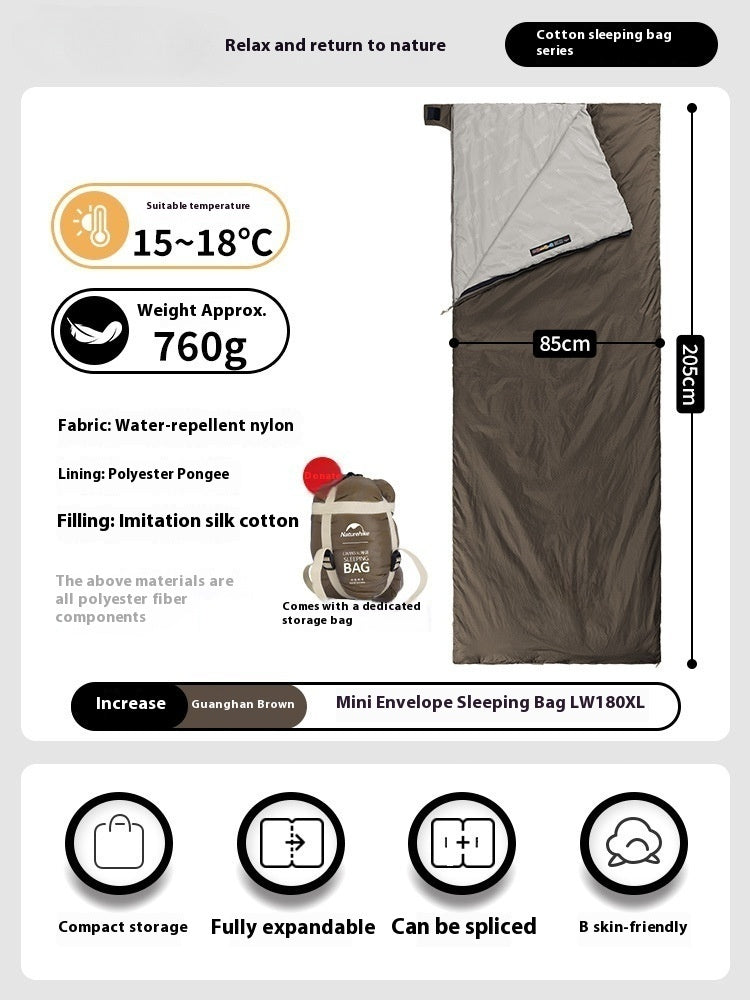 Summer Thin Envelope Sleeping Bag Portable For Camping