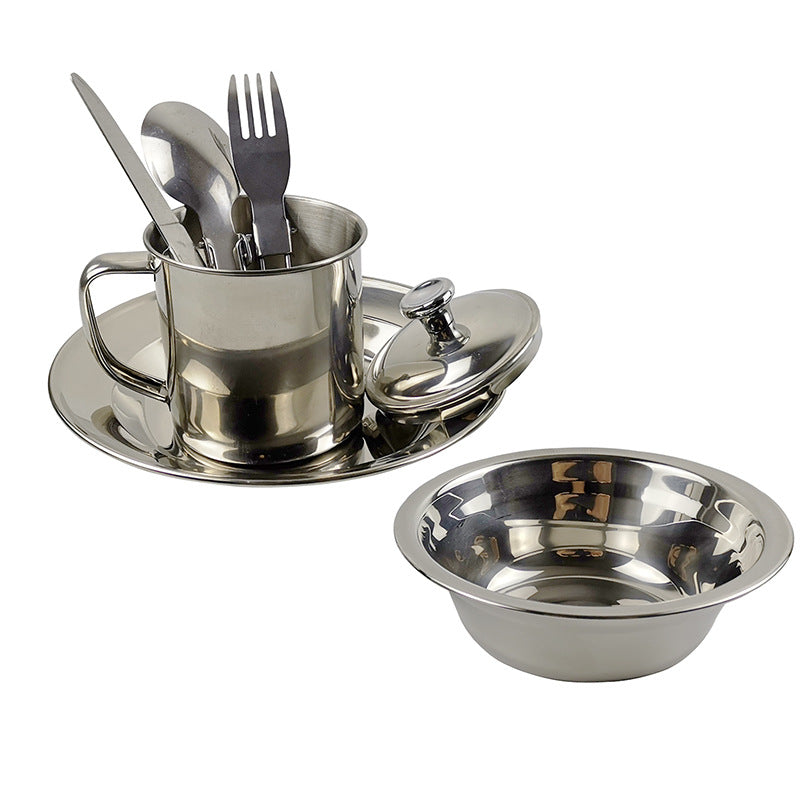 Outdoor Camping Stainless Steel Tableware And Cup Set