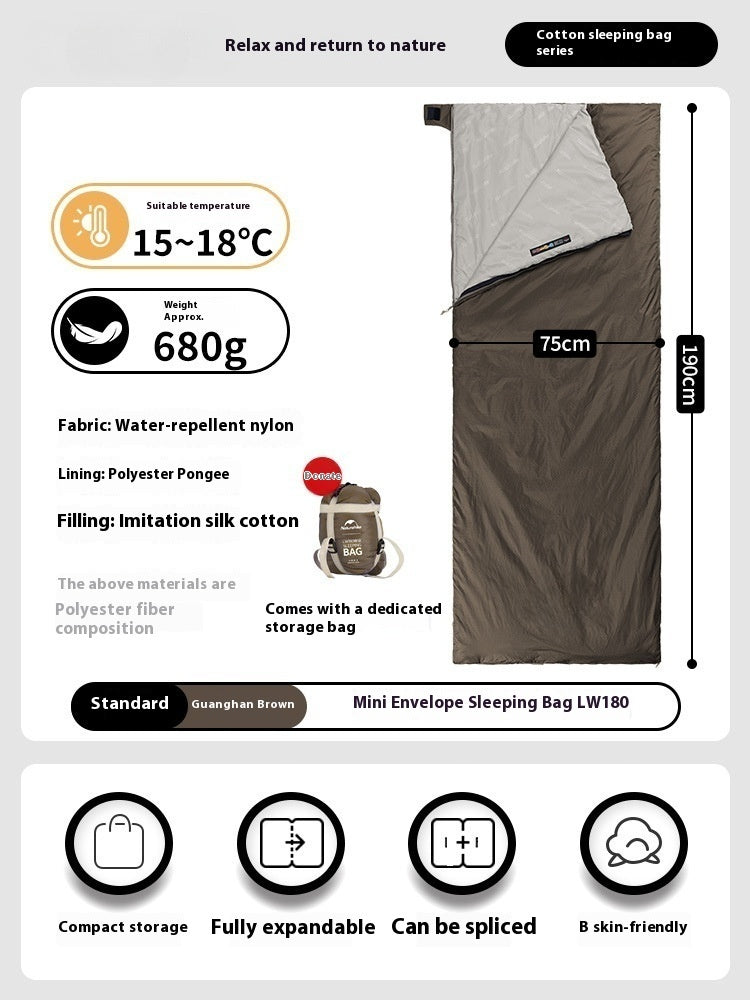 Summer Thin Envelope Sleeping Bag Portable For Camping