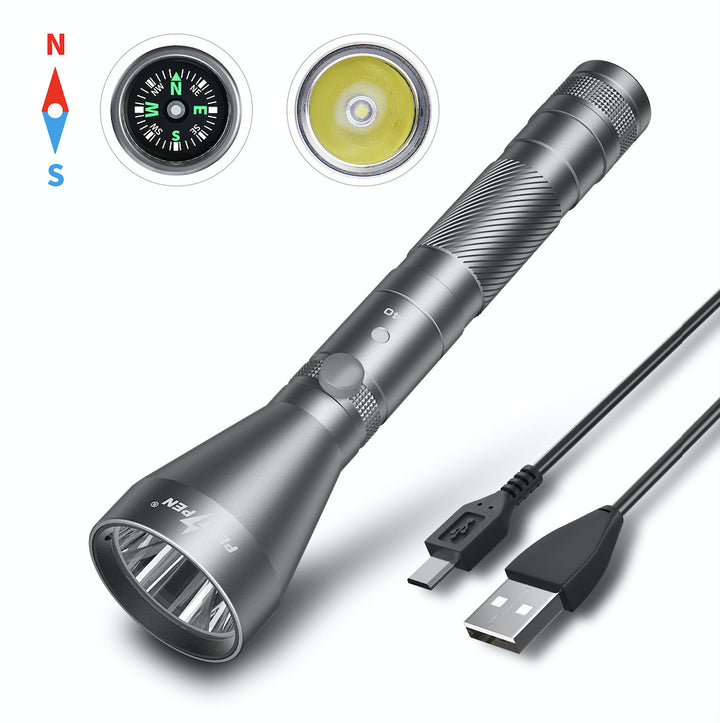 Long-Range Waterproof USB Rechargeable Camping Flashlight
