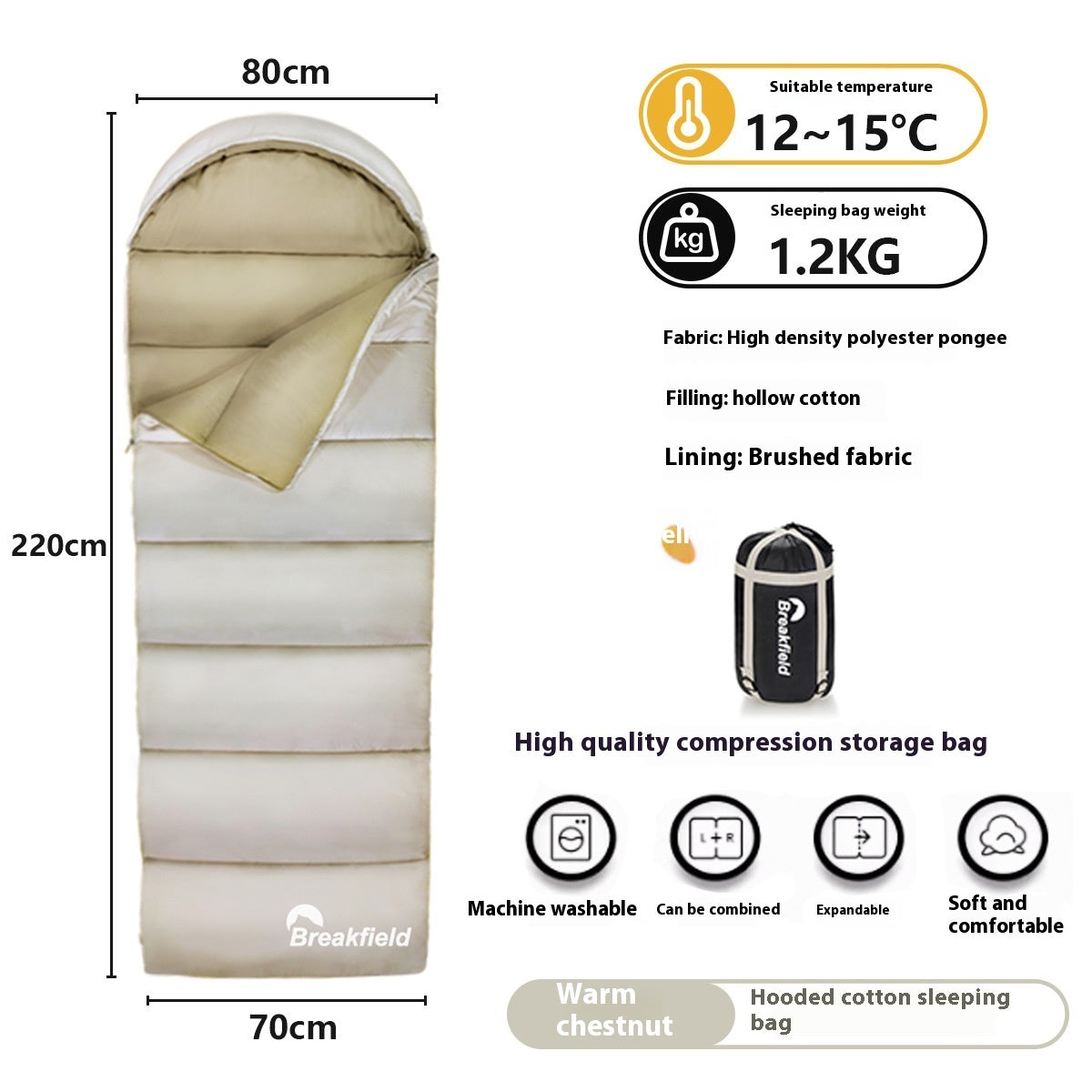 Thick Waterproof Cotton Four Seasons Camping Sleeping Bag