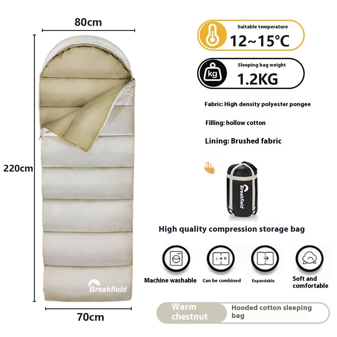 Thick Waterproof Cotton Four Seasons Camping Sleeping Bag